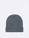 Calvin Klein Men's Monogram Logo Beanie In Blue Lake