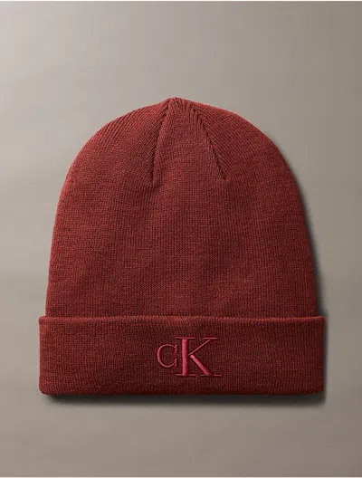 Calvin Klein Men's Monogram Logo Beanie In Rustic Root