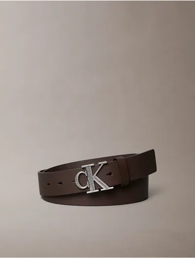 Calvin Klein Men's Monogram Logo Belt In Brown