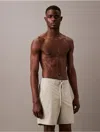 Calvin Klein Men's Monogram Logo Drawstring Swim Shorts In Willow Grey