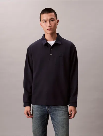 Calvin Klein Men's Monogram Logo Emblem Relaxed Sweater In Blue