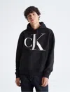 Calvin Klein Men's Monogram Logo Fleece Hoodie In Black