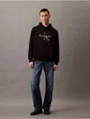 Calvin Klein Men's Monogram Logo Fleece Hoodie In Black