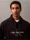 Calvin Klein Men's Monogram Logo Fleece Hoodie In Black Beauty