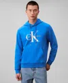Calvin Klein Men's Monogram Logo Fleece Hoodie In Blue