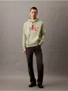 Calvin Klein Men's Monogram Logo Fleece Hoodie In Tea
