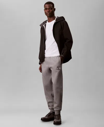 Calvin Klein Men's Monogram Logo Fleece Joggers In Gray