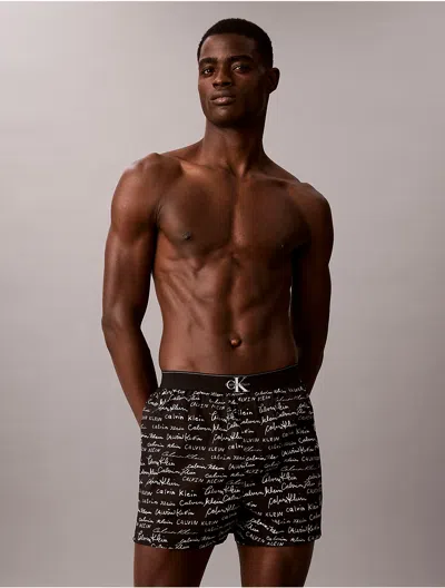 Calvin Klein Men's Monogram Logo Slim Boxer In Black