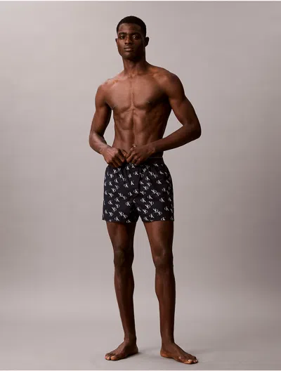 Calvin Klein Men's Monogram Logo Slim Boxer In Black