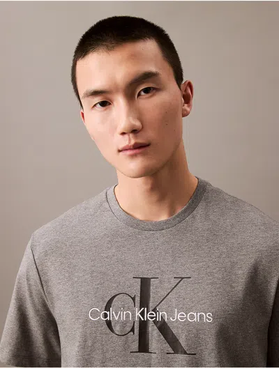 Calvin Klein Men's Monogram Logo Tee In Medium Grey Heather