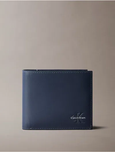 Calvin Klein Men's Monologo Bifold Wallet In Blue