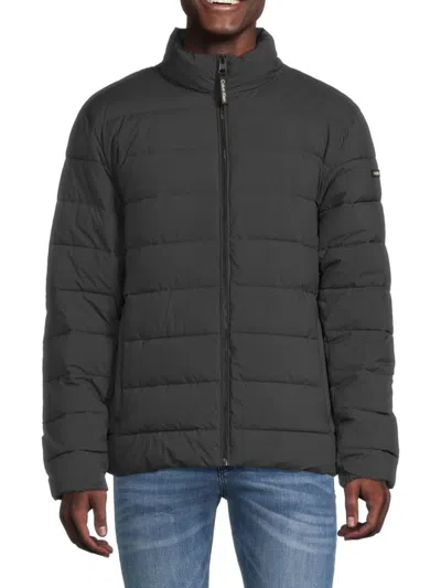 Calvin Klein Men's Moto Puffer Jacket In Iron