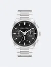 Calvin Klein Men's Distinguish Silver-tone Stainless Steel Bracelet Watch 44mm In Black / Silver
