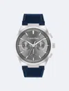 Calvin Klein Men's Distinguish Blue Leather Strap Watch 44mm In Grey/blue