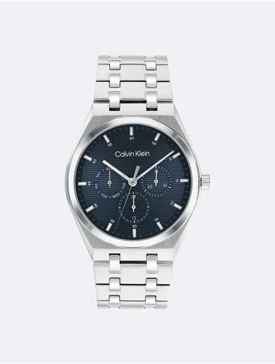 Calvin Klein Men's Multifunction Link Bracelet Watch In Blue