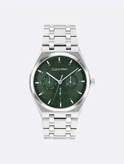 Calvin Klein Men's Multifunction Link Bracelet Watch In Green
