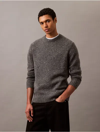 Calvin Klein Men's Nepped Yarn Crewneck Sweater In Medium Grey Heather