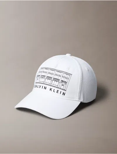 Calvin Klein Men's New York Office Logo Graphic Baseball Cap In White