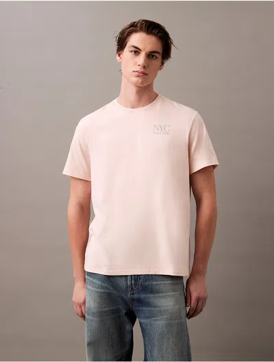 Calvin Klein Men's Nyc Logo Graphic Classic T-shirt In Silver Peony