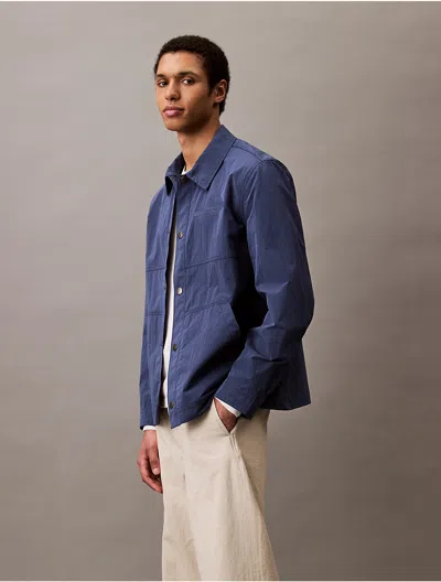 Calvin Klein Men's Nylon Blend Classic Shirt Jacket In Oceana