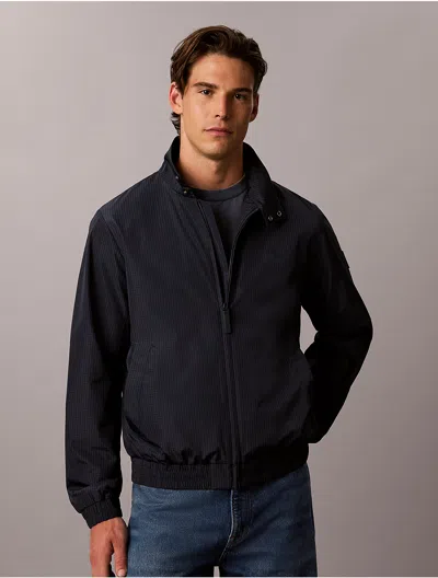 Calvin Klein Men's Nylon Grid Bomber Jacket In Blue