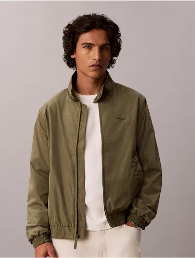 Calvin Klein Men's Nylon Grid Bomber Jacket In Green