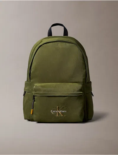 Calvin Klein Men's Nylon Monogram Logo Round Backpack In Green
