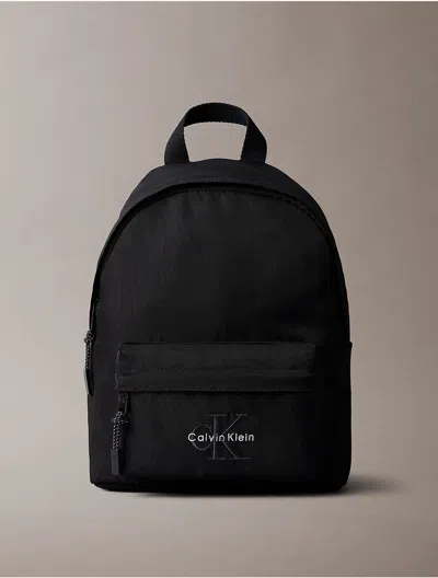 Calvin Klein Men's Nylon Monogram Logo Small Round Backpack In Black