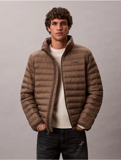Calvin Klein Men's Nylon Puffer Jacket In Brown