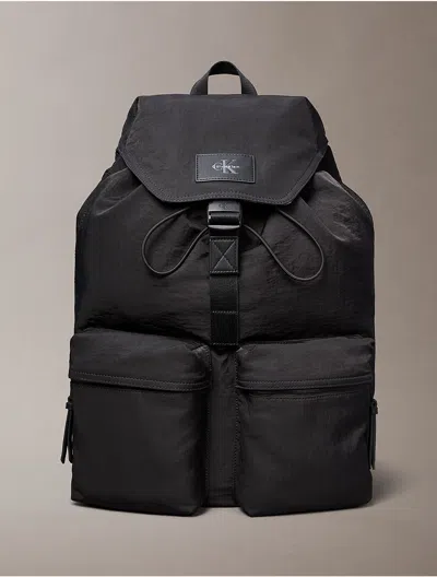 Calvin Klein Men's Nylon Top Flap Backpack In Black
