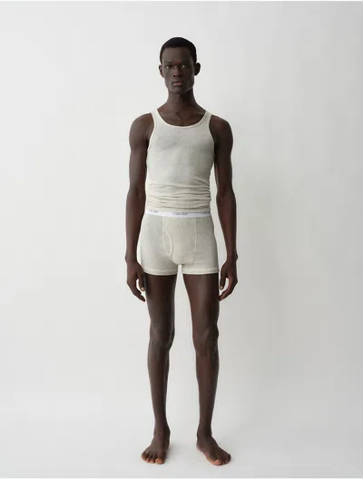 Calvin Klein Logo-waistband Ribbed Boxers In Neutral