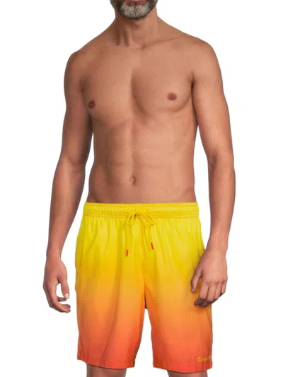 Calvin Klein Men's Ombré Drawstring Swim Shorts In Hot Coral