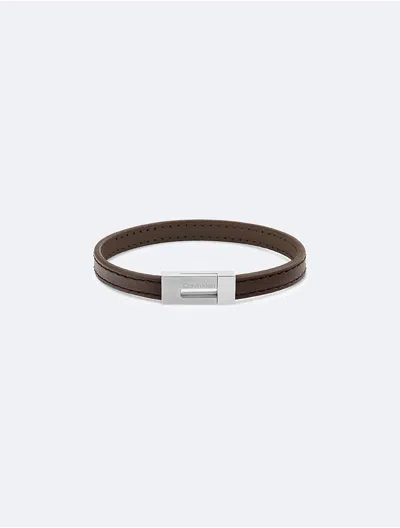 Calvin Klein Men's Open Charm Leather Bracelet
