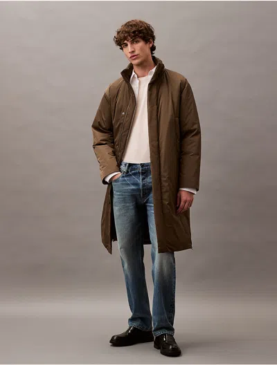 Calvin Klein Men's Padded Stretch Nylon Parka In Tarmac