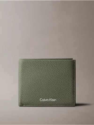 Calvin Klein Men's Pebble Grain Leather Bifold Wallet In Green