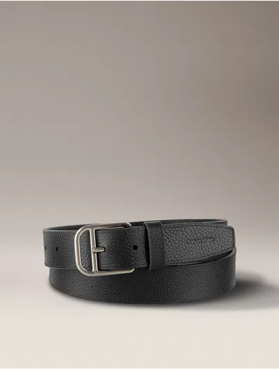 Calvin Klein Men's Pebble Leather Harness Belt In Black