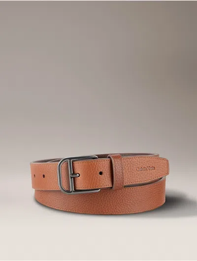 Calvin Klein Men's Pebble Leather Harness Belt In Cognac
