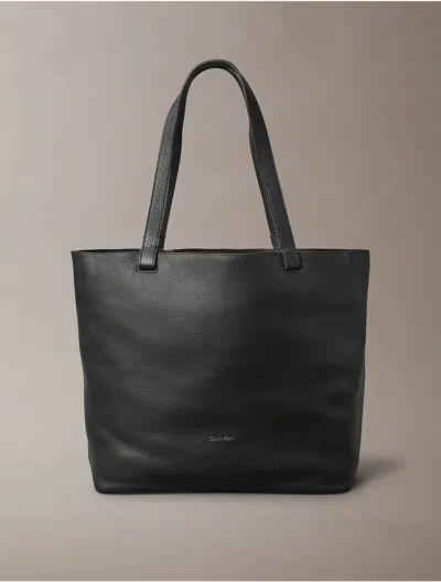 Calvin Klein Men's Pebble Leather Tote Bag In Black