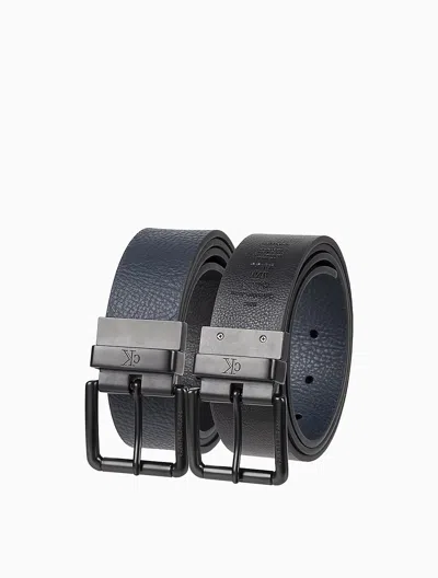 Calvin Klein Men's Pebbled Leather Reversible Jean Belt In Crayon / Black