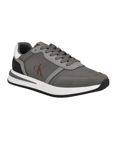 Calvin Klein Men's Picio Lace-up Casual Sneakers In Dark Grey Multi