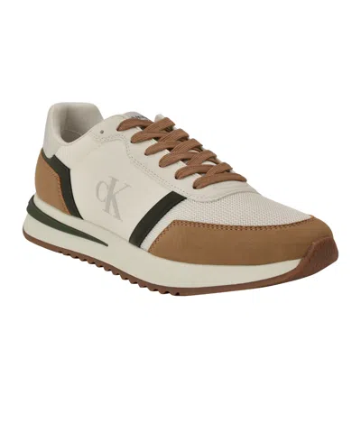 Calvin Klein Men's Picio Lace-up Casual Sneakers In Medium Natural,white Multi