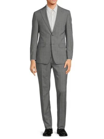 Calvin Klein Men's Plaid Slim Fit Wool Blend Suit In Grey