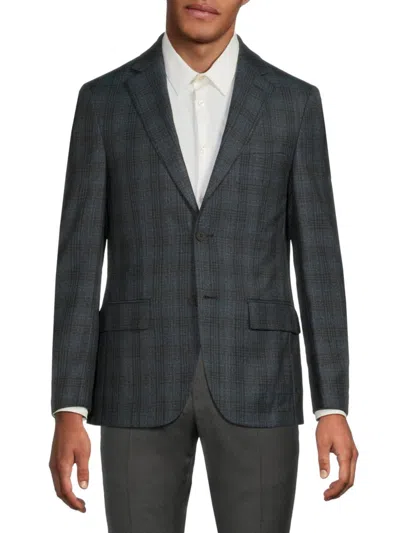 Calvin Klein Men's Plaid Wool Blend Blazer In Green