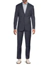Calvin Klein Men's Plain Blue Wool Two-button Slim-fit Suit In Blue