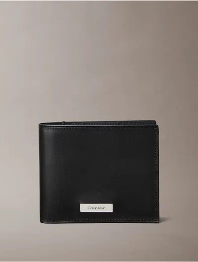 Calvin Klein Men's Plaque Logo Bifold Wallet In Black