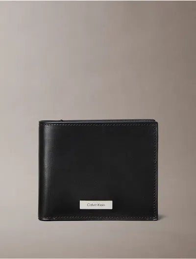 Calvin Klein Men's Plaque Logo Bifold Wallet In Black