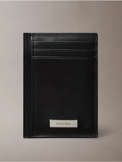 Calvin Klein Men's Plaque Logo Card Case In Black