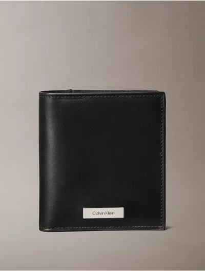 Calvin Klein Men's Plaque Logo Slim Bifold Wallet In Black