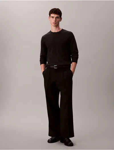 Calvin Klein Men's Pleated Wide Leg Trouser In Black