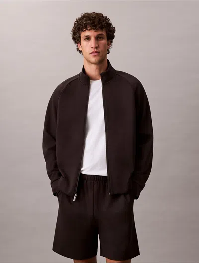 Calvin Klein Men's Ponte Tech Relaxed Track Jacket In Brown